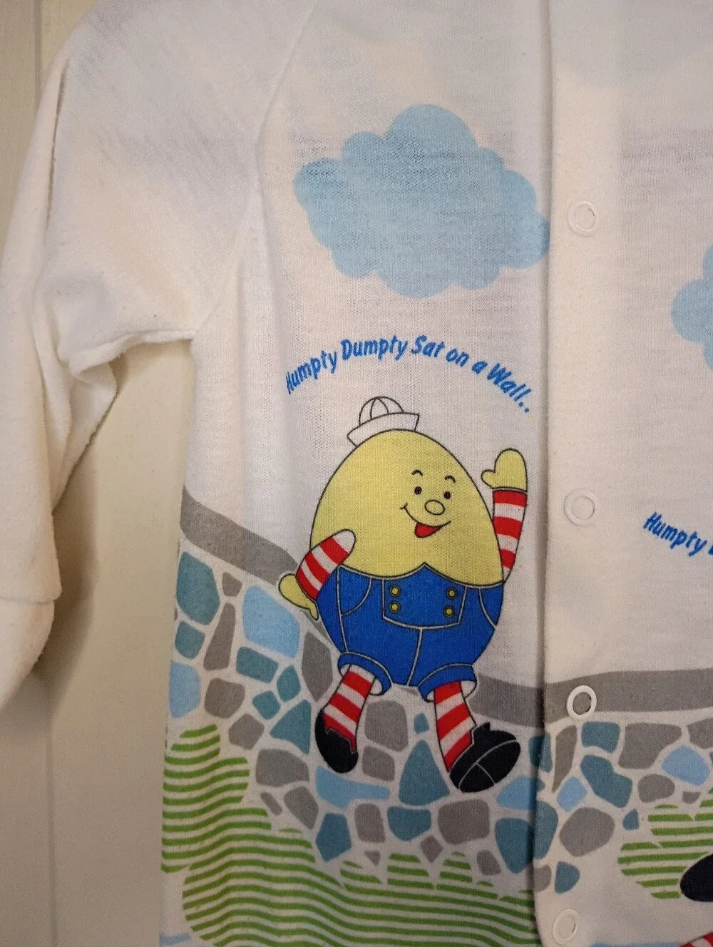 Vintage Humpty Dumpty Baby Footed One-Piece